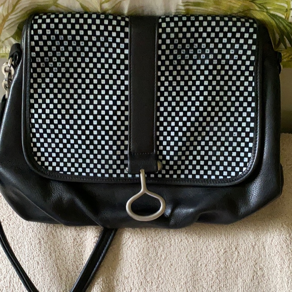 Custom designed leather black and white purse